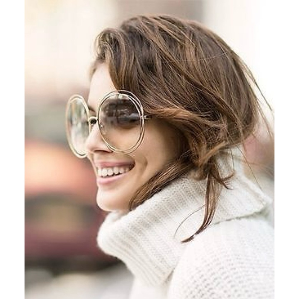 CHLOÉ Carlina Oversize Round Metal Sunglasses - Picture 8 of 8